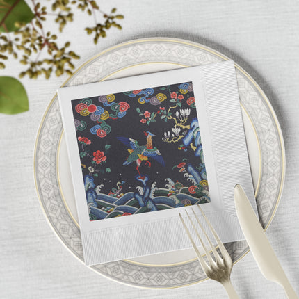 Rank Badge with Mandarin Duck White Coined Napkins