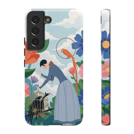 🦜🌺 The Lady Of The Garden Aviary Phone Case – Art Deco Floral Whimsy