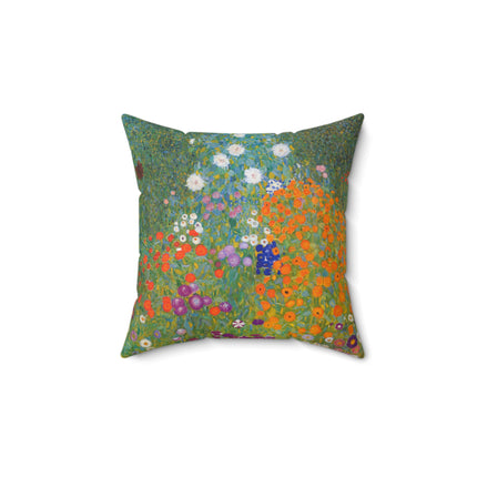 Cottage Garden by Gustav Klimt Spun Polyester Square Pillow