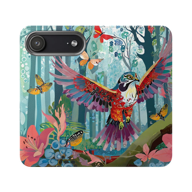 🦖🦋 Colorful Raptor Flip Case – Butterfly Wonder & Forest Adventure