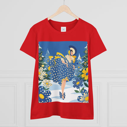 ❄️💙 The Bluebell Christmas Promenade Cotton Tee – Art Deco Holiday Elegance