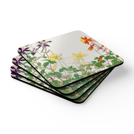 Aquilegia Flowers by Tanigami Kônan Corkwood Coaster Set