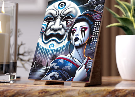 Geisha’s Black Ink Tears Ceramic Tile