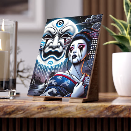 Geisha’s Black Ink Tears Ceramic Tile