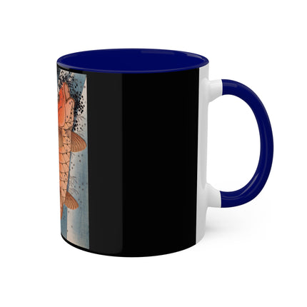 Carp Swimming up a Waterfall by Yashima Gakutei Colorful Mugs, 11oz