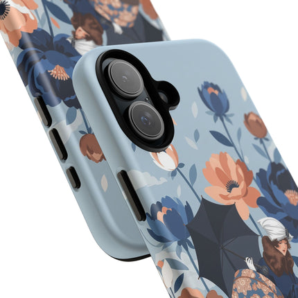 ☂️🌺 The Lady Of The Traveling Garden Phone Case – Art Deco Floral Adventure