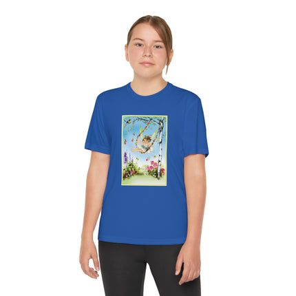 Spring Fairy's Floral Swing Youth Competitor Tee – Garden Magic & Whimsical Adventure