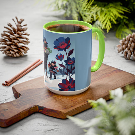 🎁🌺 The Christmas Gift Garden Stroll Colorful Mug – Art Deco Holiday Fantasy