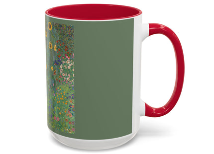 Farm Garden with Sunflowers by Gustav Klimt Colorful Mugs (11oz, 15oz)