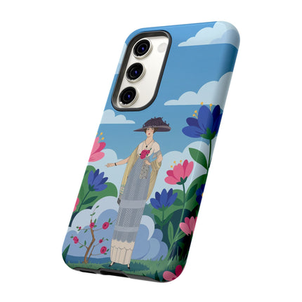 🌸🎩 The Lady Of The Grand Flower Garden Phone Case – Art Deco Fashion Illustration