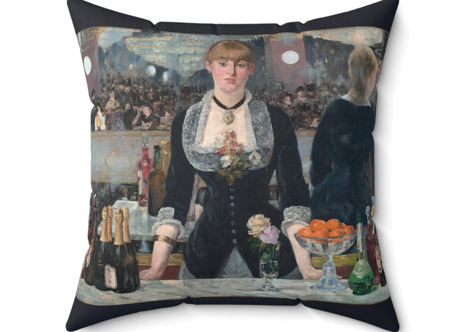 A Bar at the Folies-Bergère by Edouard Manet Spun Polyester Square Pillow