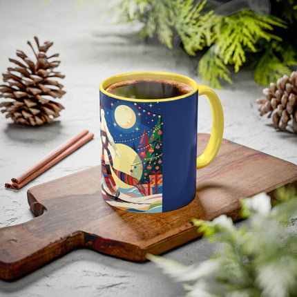 🌙🎿 The Moonlit Christmas Skier Colorful Mug – Whimsical Holiday Fantasy