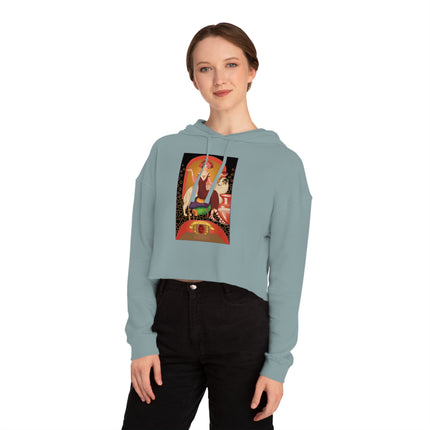 January & Garnet (from the Gem Series) by Sofia Chiostri Women’s Cropped Hooded Sweatshirt