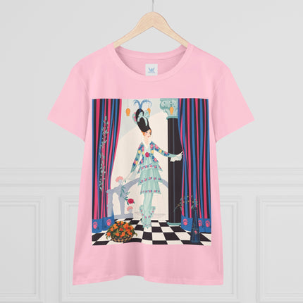 🌸🎭 The Lady Of The Garden Salon Cotton Tee – Art Deco Floral Elegance