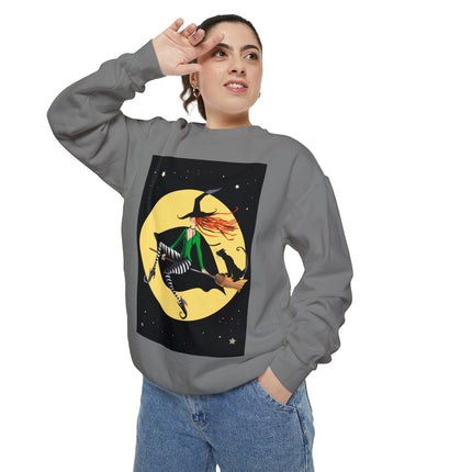 A Witch’s Moonlit Flight Unisex Garment-Dyed Sweatshirt