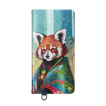 🦝✨ Cybernetic Red Panda Flip Case – Neon Charm & Futuristic Wonder