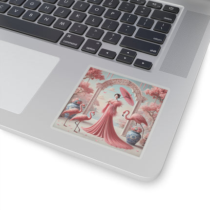 Petals, Porcelain, and Flamingos Kiss-Cut Stickers (4 Stickers)