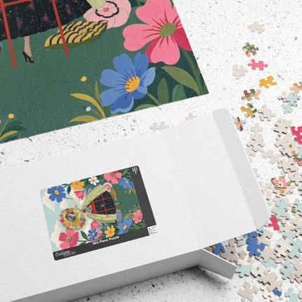 🌸🪞 The Floral Parasol Reflection Puzzle – Art Deco Garden Fantasy