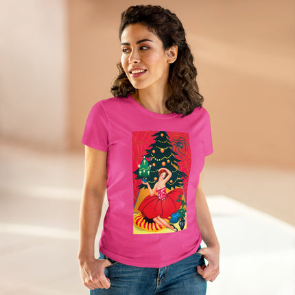 Art Deco Christmas Enchantment Women's Midweight Cotton Tee