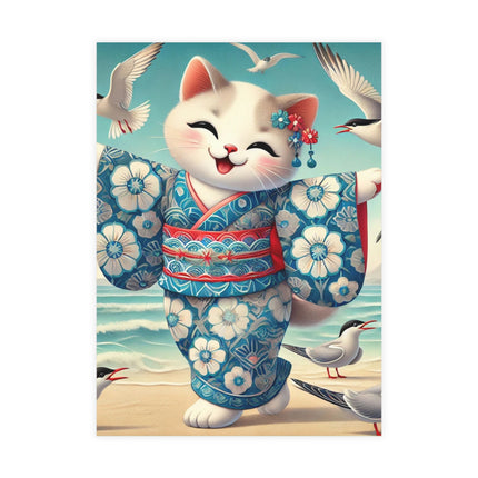 Geisha Kitten by the Seaside Postcard Bundles (envelopes included) - Bundles of 10, 30, 50 Pieces