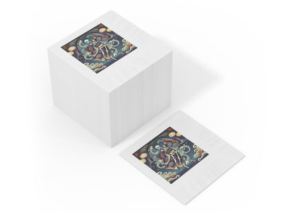 Skeleton Kabuki Performer White Coined Napkins