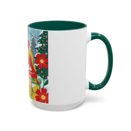 ☕🎄 Christmas Tea In The Snow Garden Colorful Mug – Art Deco Holiday Friendship