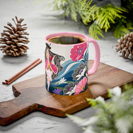 🌸🎀 The Pink Lace Garden Promenade Colorful Mug – Art Deco Fashion Elegance