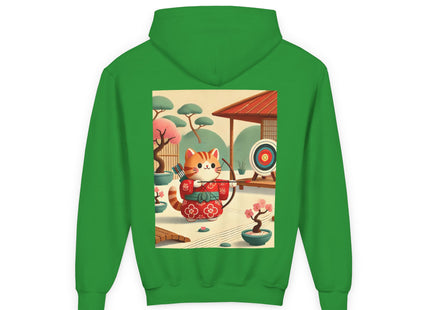 Archer Kitten in the Zen Garden Youth Heavy Blend Hooded Sweatshirt
