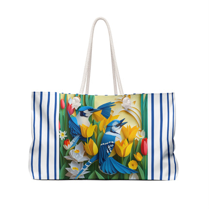 Blue Jays in a Spring Garden Weekender Bag