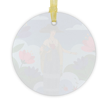 🌸☀️ Garden Of New Beginnings Glass Ornament – Art Deco Floral Elegance