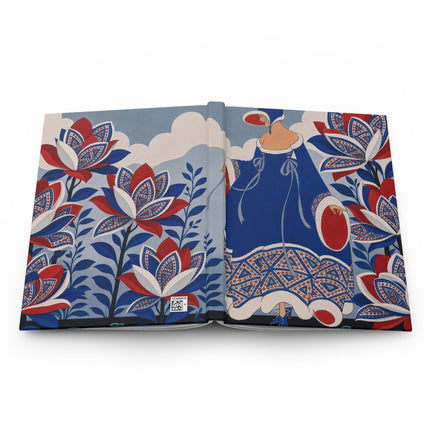 🌺💙 The Lady Of The Royal Blossom Garden Hardcover Journal – Art Deco Floral Elegance