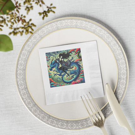 Mystic Guardian of the Sky White Coined Napkins