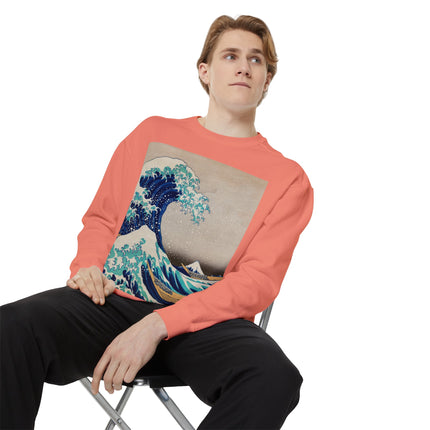 The Great Wave off Kanagawa by Katsushika Hokusai Garment-Dyed Sweatshirt