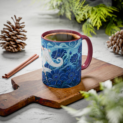 💙🌸 The Sapphire Wind Dancer Colorful Mug – Art Deco Floral Fantasy