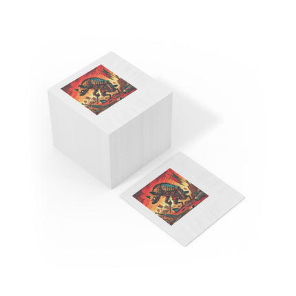 The Cunning Scavenger White Coined Napkins