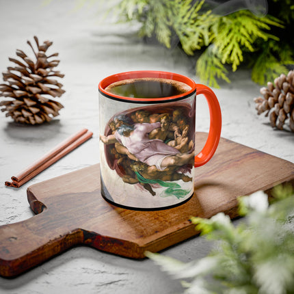The Creation of Adam by Michelangelo Buonarroti Colorful Mugs (11oz, 15oz)