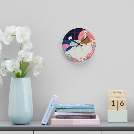 🌙🪶 The Lady Of The Midnight Salon Acrylic Wall Clock – Art Deco Bohemian Elegance