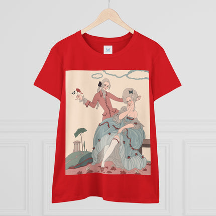 🌹🎀 The Rose Garden Courtship Cotton Tee – Art Deco Romantic Fashion