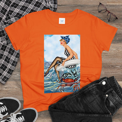 Playful Waves and Fashion Follies Women's Midweight Cotton Tee
