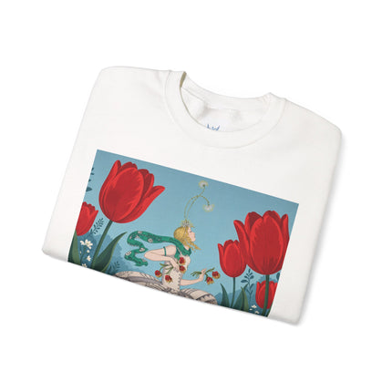 🌷🩰 The Scarlet Tulip Ballet Crewneck Sweatshirt – Art Deco Floral Whimsy