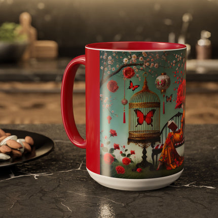 Reading in a Painted Garden Colorful Mugs (11oz, 15oz)