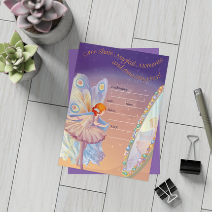 A Fairy's Enchanted Celebration Party Invitation! Bundles of 10, 30, 50 Pieces Available (envelopes included)