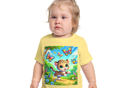 Butterfly Chase Leopard Cub Baby Short Sleeve T-Shirt