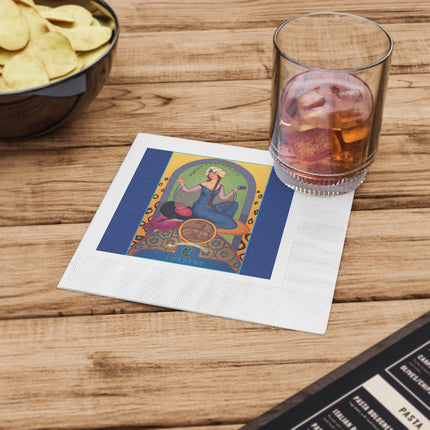 December & Tanzanite Zodiac White Coined Napkins