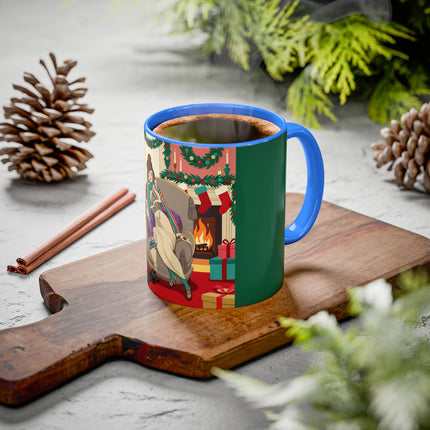 🖤🔥 The Lady Of The Christmas Hearth Colorful Mug – Art Deco Holiday Elegance