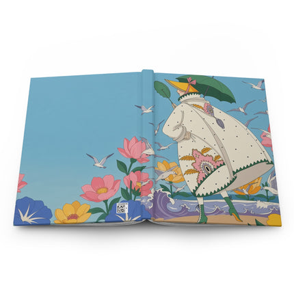 🌊☂️ The Lady Of The Seaside Parasol Hardcover Journal – Art Deco Fashion Illustration
