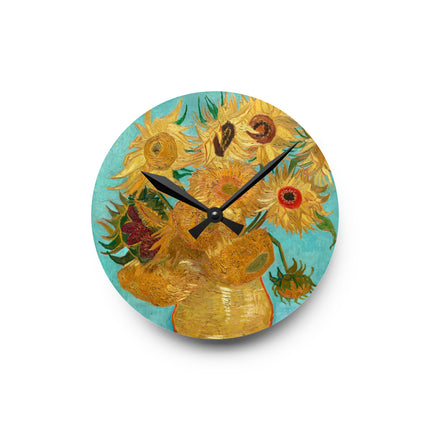 Vase with Twelve Sunflowers by Vincent Van Gogh Acrylic Wall Clock, Round and Square