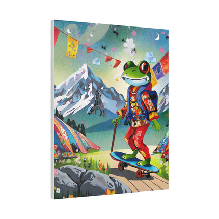 Skateboarding Frog Matte Canvas, Stretched, 0.75"