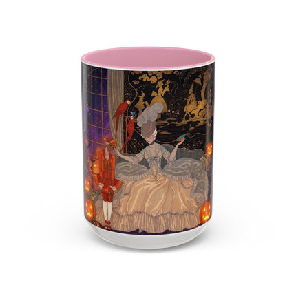 🌙🎃 The Moonlit Parlor Masquerade Colorful Mug – Elegant Halloween Romance