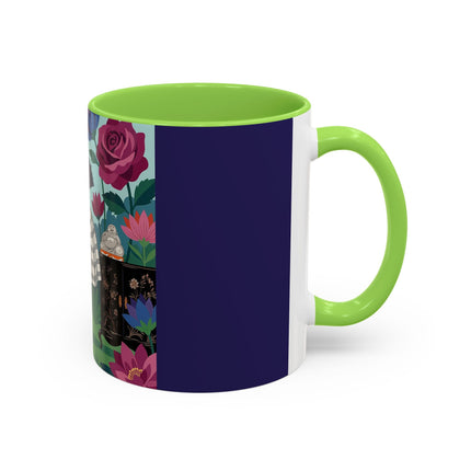 The Lady Of The Lotus Garden Colorful Mugs – Art Deco Botanical Elegance